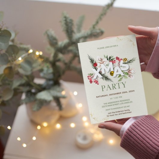 Invitation de Noël Holly Berries