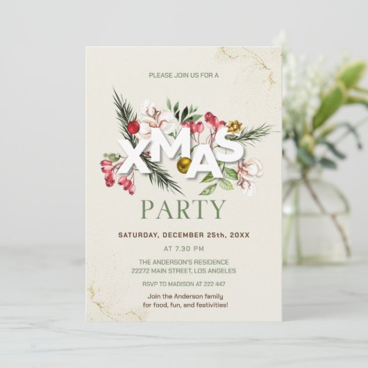 Invitation de Noël Holly Berries (Debout devant)