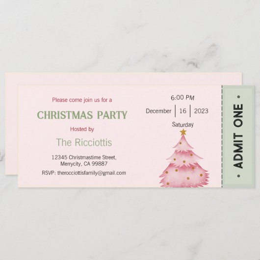 Invitation de Noël, Invitation de Noël (Devant / Derrière)