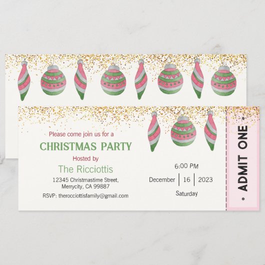 Invitation de Noël, Invitation de Noël (Devant / Derrière)