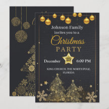 Invitation de Noël | Invitation dorée