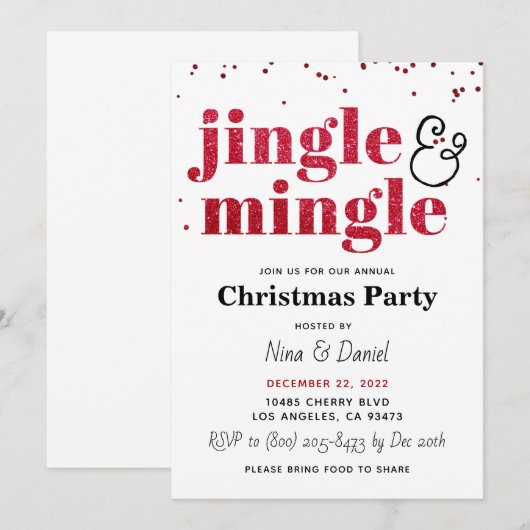 Invitation de Noël Jingle & Mingle (Devant / Derrière)