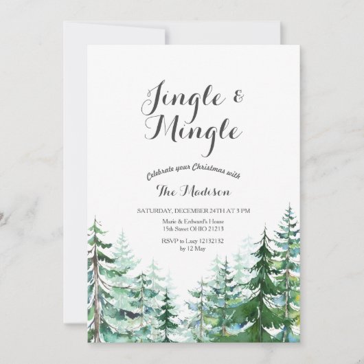 Invitation de Noël Jingle & Mingle (Devant)