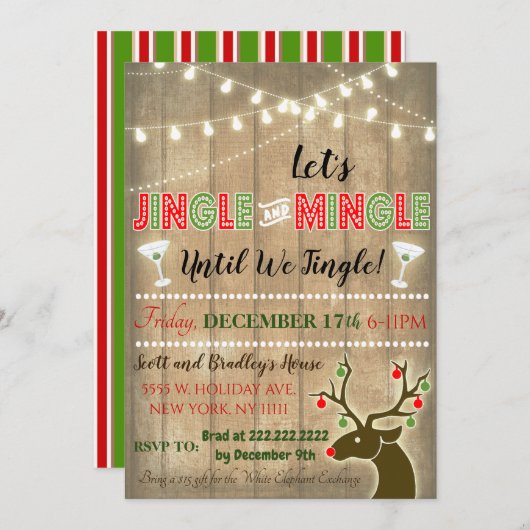 Invitation de Noël Jingle & Mingle (Devant / Derrière)