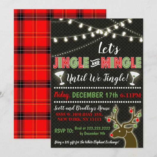 Invitation de Noël Jingle & Mingle (Devant / Derrière)