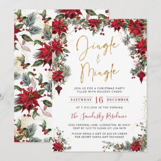Invitation de Noël Jingle & Mingle (Devant / Derrière)