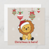 Invitation de Noël Lion Neige Hiver Animaux Lions (Devant / Derrière)