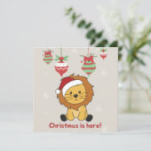 Invitation de Noël Lion Neige Hiver Animaux Lions (Debout devant)