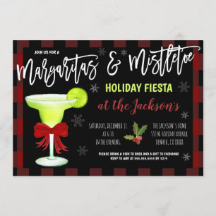 Invitation de Noël Margaritas et Mistletoe