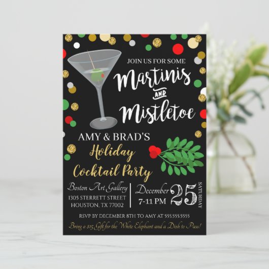 Invitation De Noël Martinis Et Mistletoe (Debout devant)