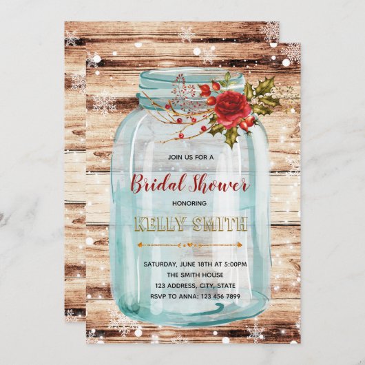 Invitation de Noël mason jar (Devant / Derrière)