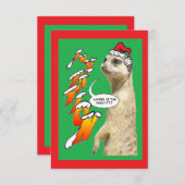 Invitation de Noël Meerkat Party Green (Devant / Derrière)