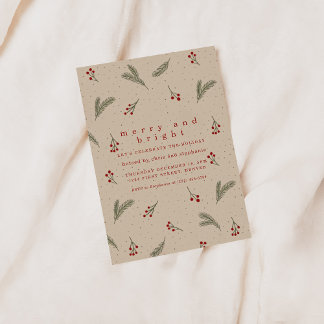 Invitation de Noël Merry and Bright pour les Fêtes