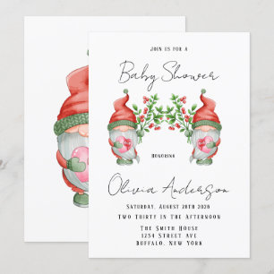 Invitation de Noël mignonne Gnome Baby shower