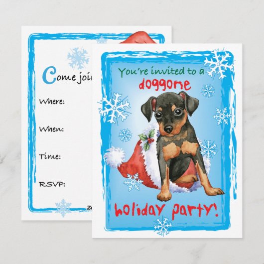 Invitation de Noël Min Pin (Devant / Derrière)