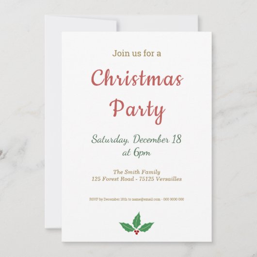 Invitation de Noël minimaliste (Devant)