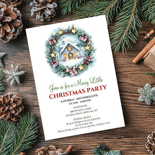 Invitation de Noël minimaliste et cosy