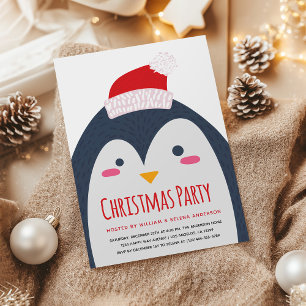 Invitation de Noël minimaliste mignonne pingouin