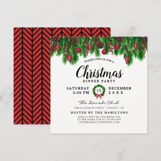 Invitation de Noël moderne (Devant / Derrière)