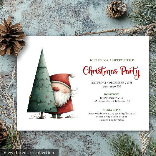 Invitation de Noël moderne drôle de Père Noël roug