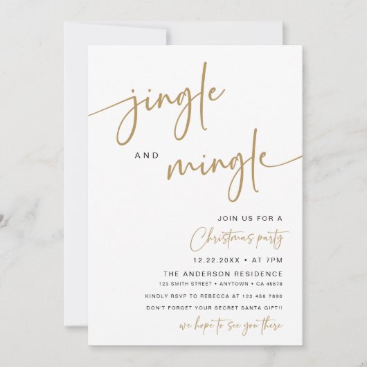 Invitation de Noël moderne Jingle & Mingle (Devant)
