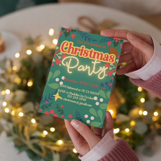 Invitation de Noël moderne rétro coloré