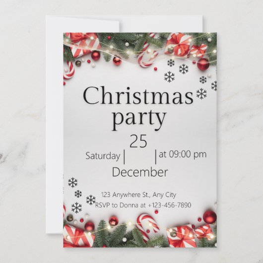 Invitation de Noël moderne rouge et blanc (Devant)