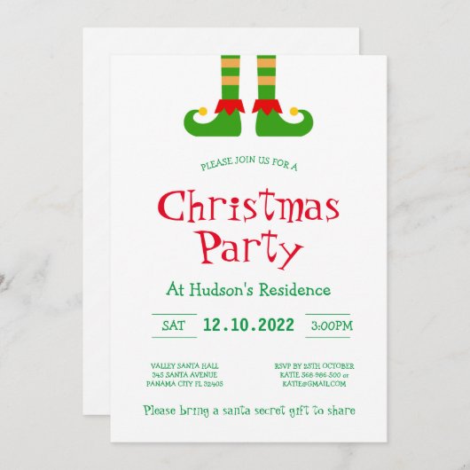 Invitation de Noël modifiable (Devant / Derrière)