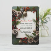 Invitation de Noël Modifiable avec Cônes de Pin et (Debout devant)