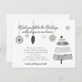 Invitation de Noël noir et argent | (Devant / Derrière)