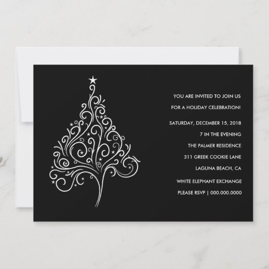 Invitation de Noël noir et blanc (Dos)