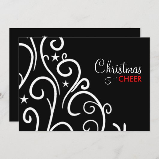 Invitation de Noël noir et blanc (Devant / Derrière)