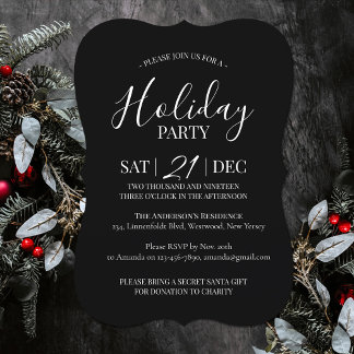 Invitation de Noël noir et blanc moderne