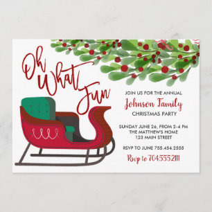 Invitation de Noël, oh quel plaisir, Sleigh