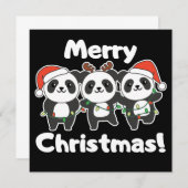 Invitation de Noël Panda Animaux Pandas Joyeux Noë (Devant / Derrière)