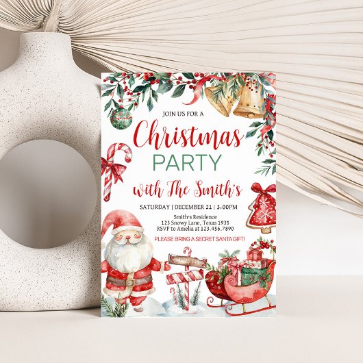 Invitation de Noël Père Noël d'hiver