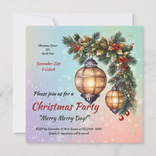 Invitation de Noël personnalisable (Devant)