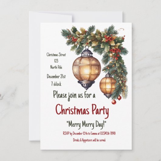 Invitation de Noël personnalisable (Devant)