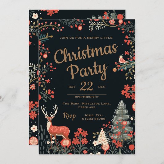 Invitation de Noël personnalisée (Devant / Derrière)