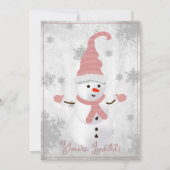 Invitation de Noël Pink Cute Snowman (Devant)