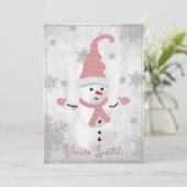 Invitation de Noël Pink Cute Snowman (Debout devant)