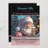 Invitation de Noël Pink Père Noël Breeze (Devant / Derrière)