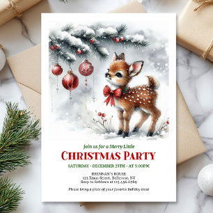 Invitation de Noël pour enfants avec cerfs mignons