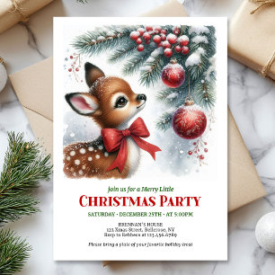 Invitation de Noël pour enfants avec un jeune cerf