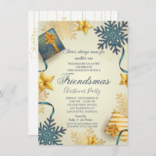 Invitation de Noël pour les amis (Devant / Derrière)