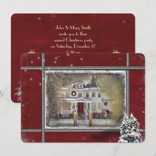 Invitation de Noël pour maison victorienne (Devant / Derrière)