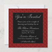 Invitation de Noël Radiant Damask, Rouge (Devant)
