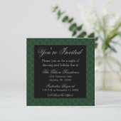 Invitation de Noël Radiant Damask, Vert foncé (Debout devant)