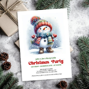 Invitation de Noël raffinée avec bonhomme de neige