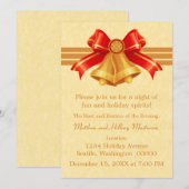 Invitation de Noël Red and Gold Bells (Devant / Derrière)